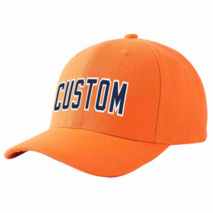 Custom Orange Navy-White Curved Eaves Sport Baseball Cap Design for Men/Women/Youth