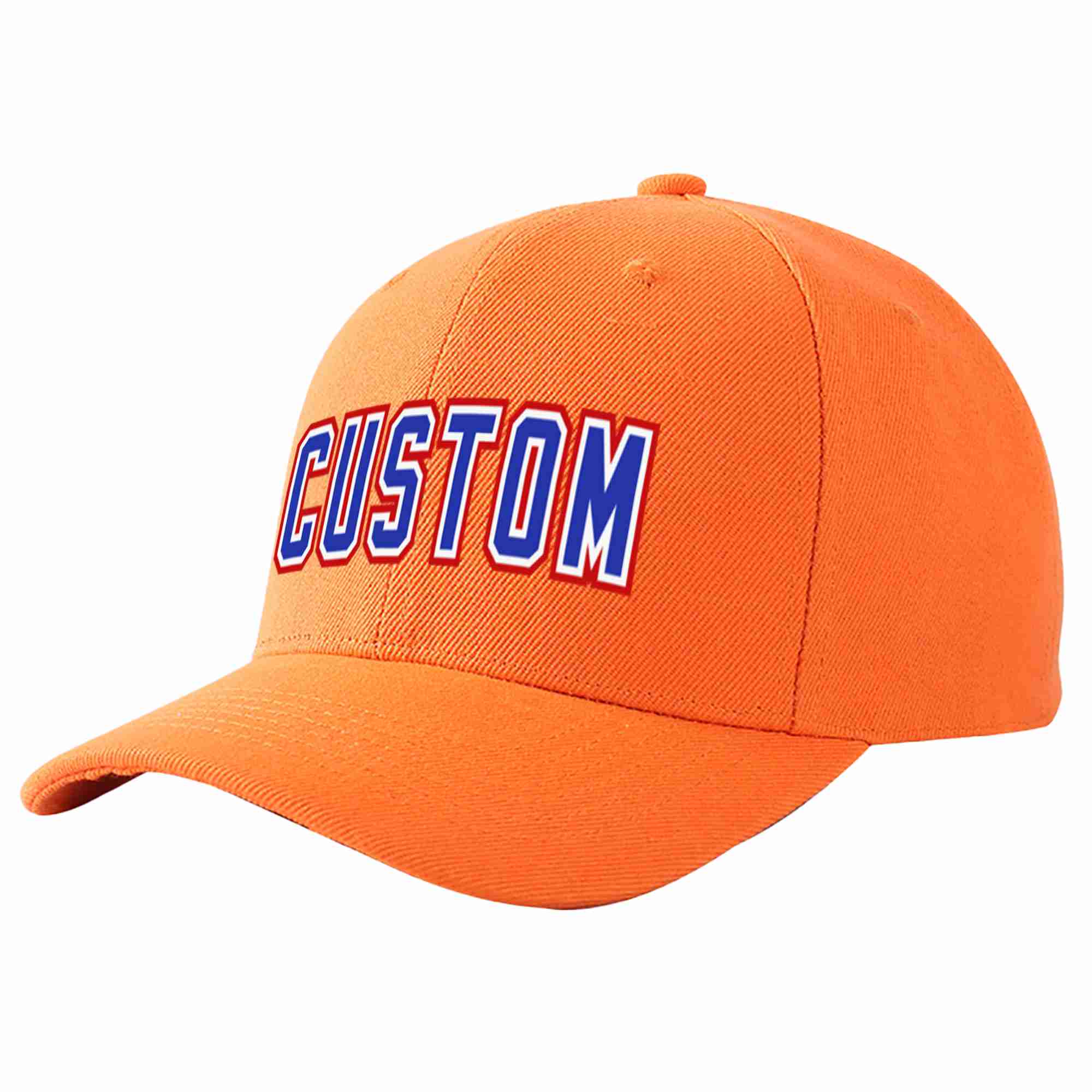 Custom Orange Royal-White Curved Eaves Sport Baseball Cap Design for Men/Women/Youth