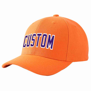 Custom Orange Purple-White Curved Eaves Sport Baseball Cap Design for Men/Women/Youth