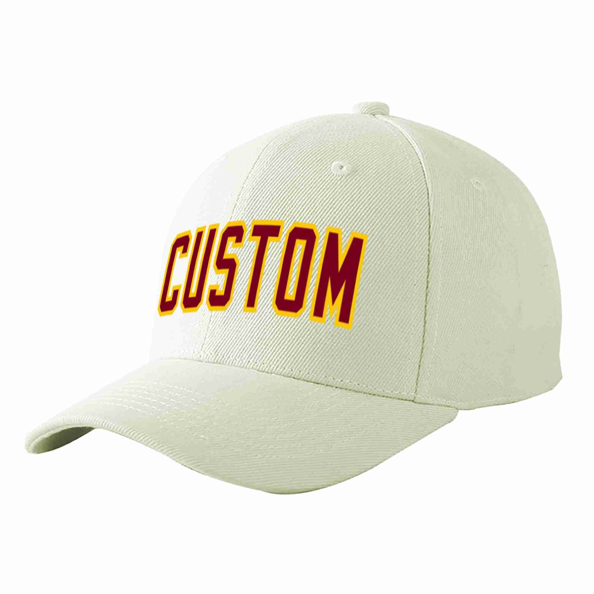 Casquette de baseball de sport incurvée crème cramoisi-or personnalisée pour hommes/femmes/jeunes