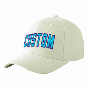 Custom Cream Light Blue-Purple Curved Eaves Sport Baseball Cap Design for Men/Women/Youth