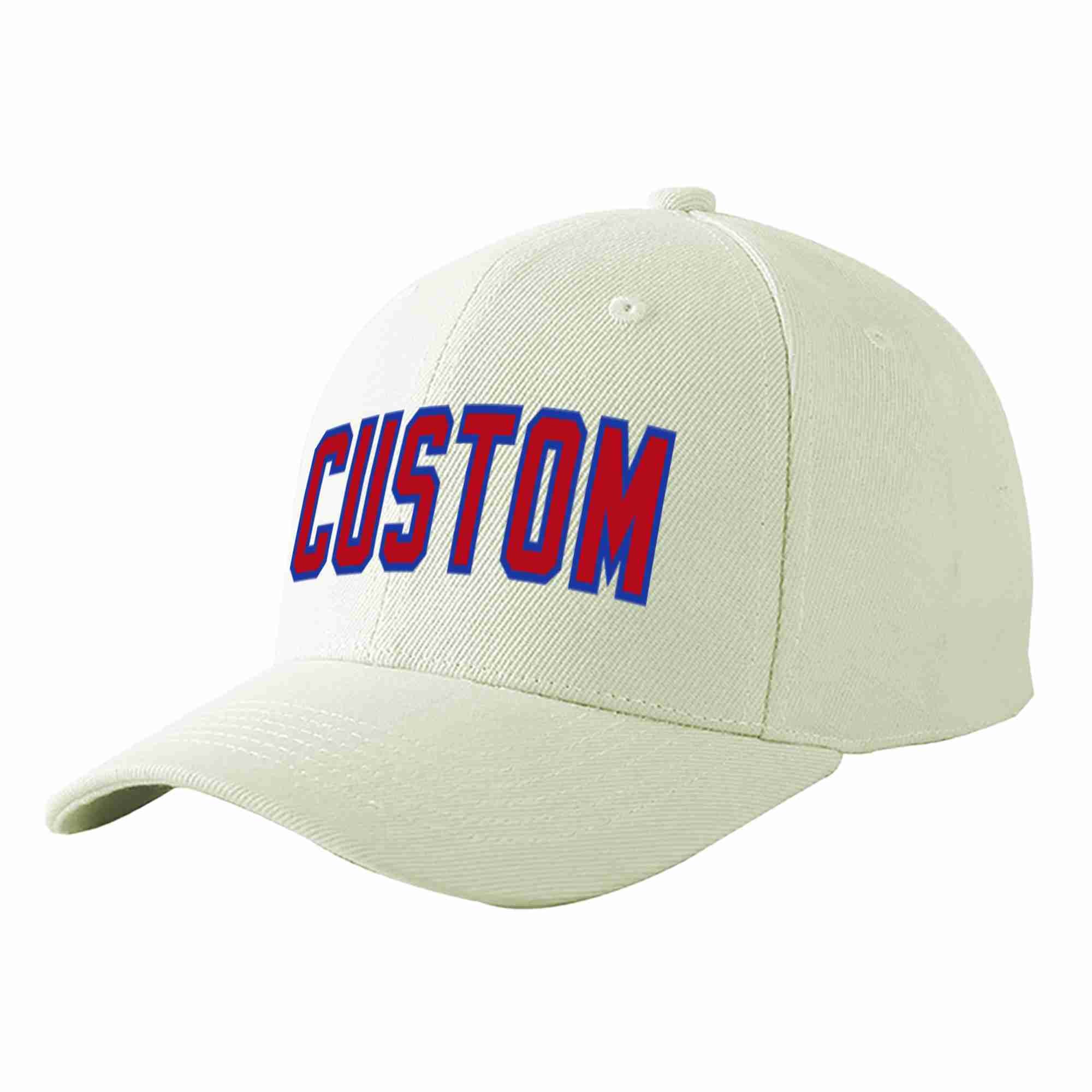 Custom Cream Red-Royal Curved Eaves Sport Baseball Cap Design for Men/Women/Youth