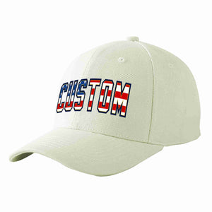 Custom Cream Vintage USA Flag-Gold Curved Eaves Sport Baseball Cap Design for Men/Women/Youth