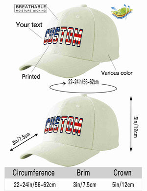 Custom Cream Vintage USA Flag-Gold Curved Eaves Sport Baseball Cap Design for Men/Women/Youth