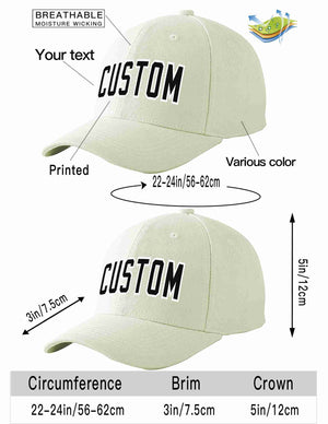 Custom Cream Black-White Curved Eaves Sport Baseball Cap Design for Men/Women/Youth