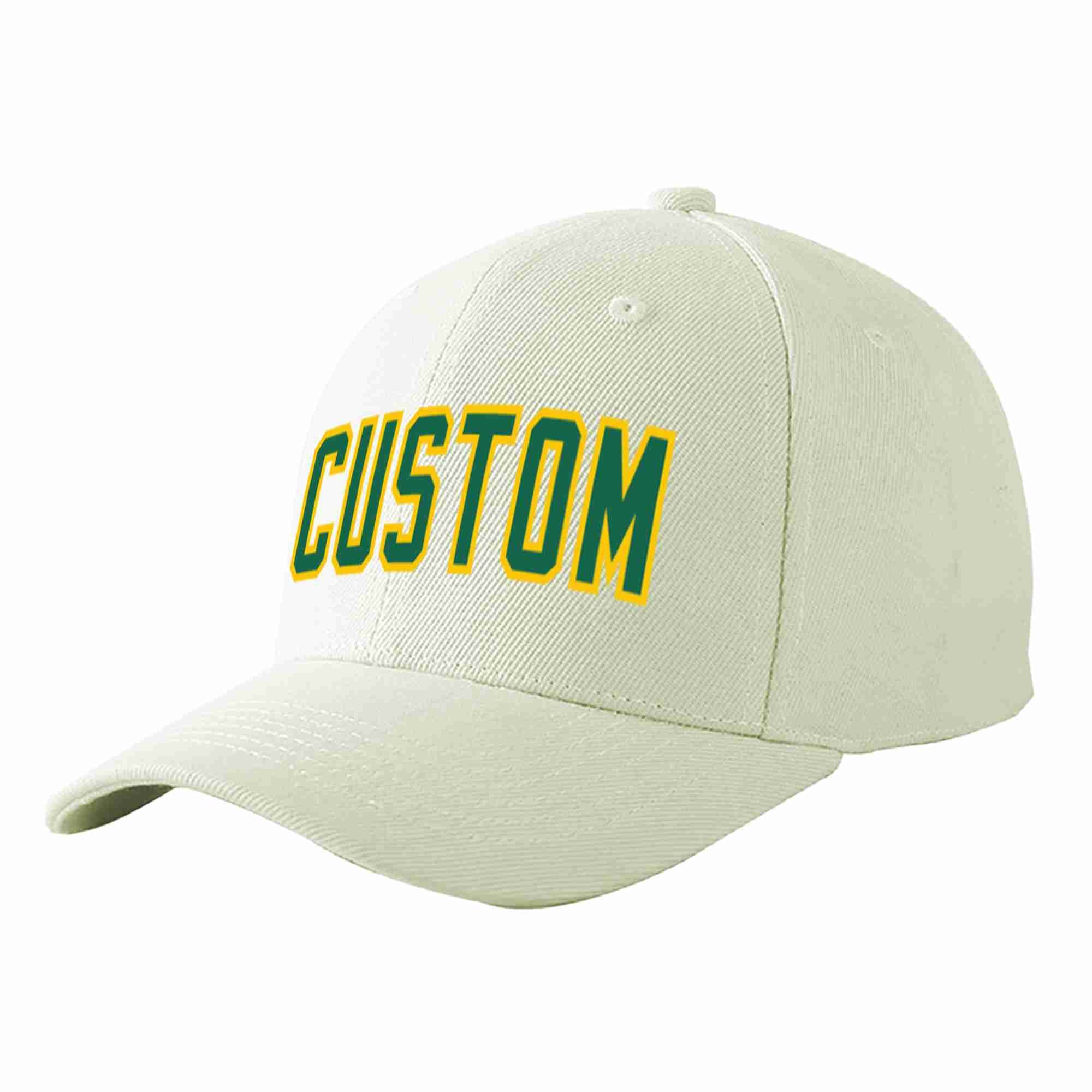 Casquette de baseball de sport incurvée Kelly vert-or crème personnalisée pour hommes/femmes/jeunes