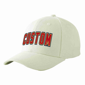 Conception personnalisée de casquette de baseball de sport à avant-toit incurvé rouge-vieil or crème pour hommes/femmes/jeunes