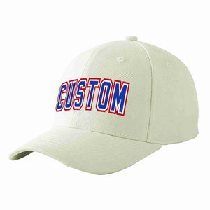 Conception personnalisée de casquette de baseball de sport incurvée blanc royal-blanc crème pour hommes/femmes/jeunes