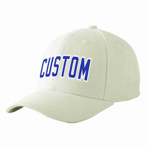 Custom Cream Royal-White Curved Eaves Sport Baseball Cap Design for Men/Women/Youth