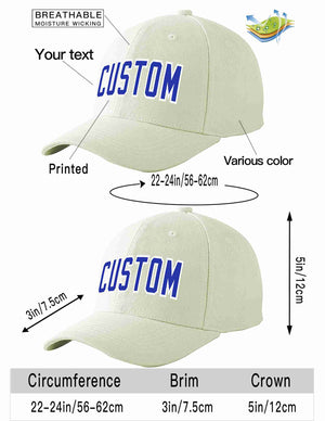 Custom Cream Royal-White Curved Eaves Sport Baseball Cap Design for Men/Women/Youth