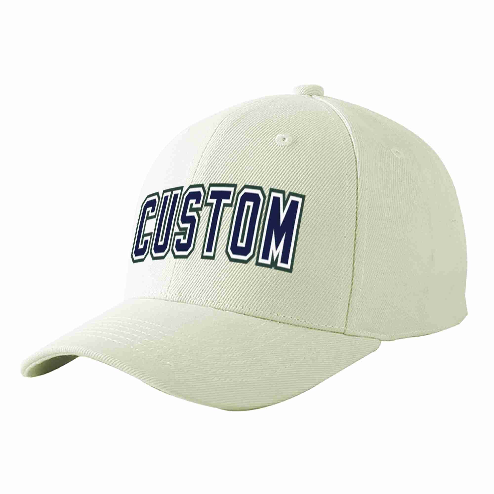 Casquette de baseball de sport incurvée, crème, bleu marine et blanc, personnalisée, pour hommes/femmes/jeunes