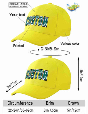 Custom Yellow Aqua-White Curved Eaves Sport Baseball Cap Design for Men/Women/Youth