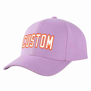 Custom Light Purple White-Orange Curved Eaves Sport Baseball Cap Design for Men/Women/Youth