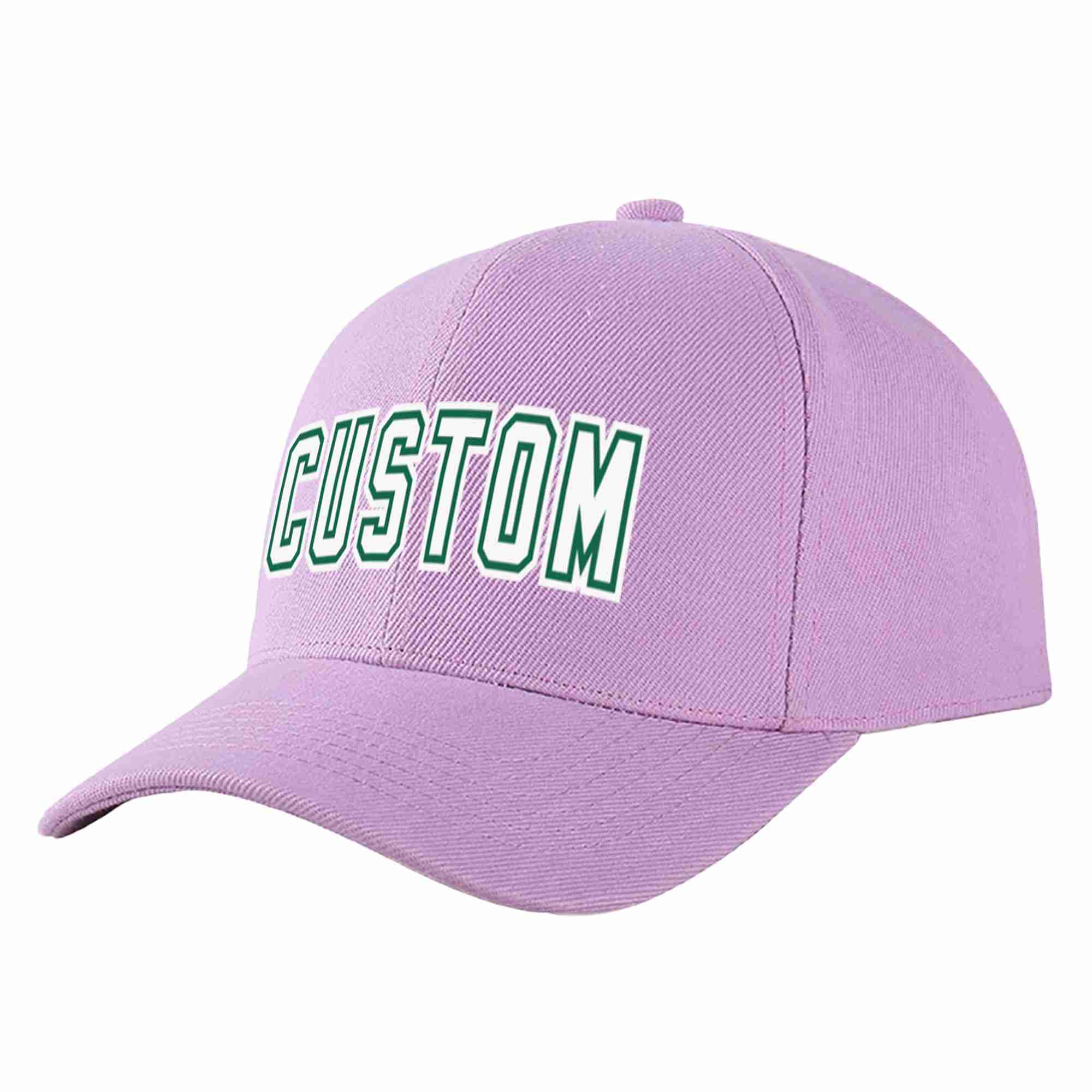 Casquette de baseball de sport incurvée personnalisée, violet clair, blanc-vert Kelly, pour hommes/femmes/jeunes