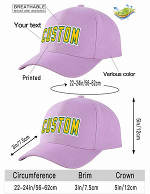 Custom Light Purple Gold-Kelly Green Curved Eaves Sport Baseball Cap Design for Men/Women/Youth