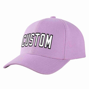 Conception personnalisée de casquette de baseball de sport incurvée violet clair blanc-noir pour hommes/femmes/jeunes