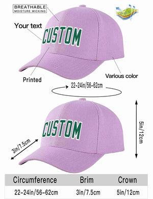 Custom Light Purple Kelly Green-White Curved Eaves Sport Baseball Cap Design for Men/Women/Youth