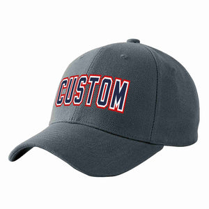 Conception personnalisée de casquette de baseball de sport incurvée gris foncé marine-blanc pour hommes/femmes/jeunes