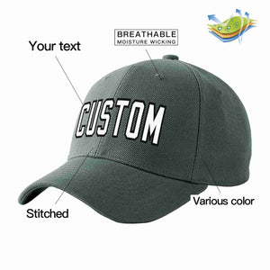 Conception personnalisée de casquette de baseball de sport incurvée gris foncé blanc-noir pour hommes/femmes/jeunes