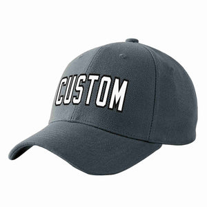 Conception personnalisée de casquette de baseball de sport incurvée gris foncé blanc-noir pour hommes/femmes/jeunes