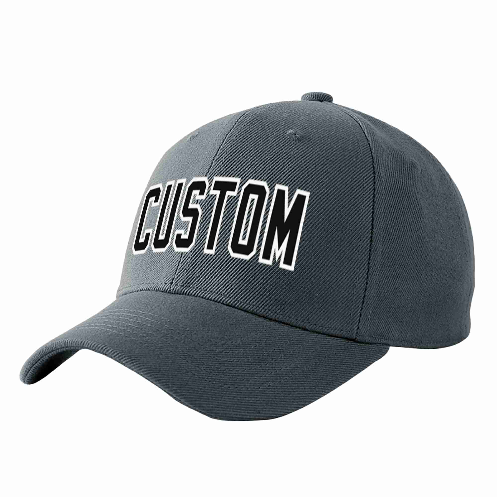 Custom Dark Gray Black-White Curved Eaves Sport Baseball Cap Design for Men/Women/Youth