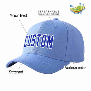 Custom Sky Blue Royal-White Curved Eaves Sport Baseball Cap Design for Men/Women/Youth