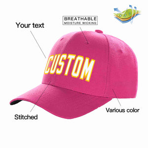 Conception personnalisée de casquette de baseball incurvée Eaves Sport Rose rouge blanc-or pour hommes/femmes/jeunes