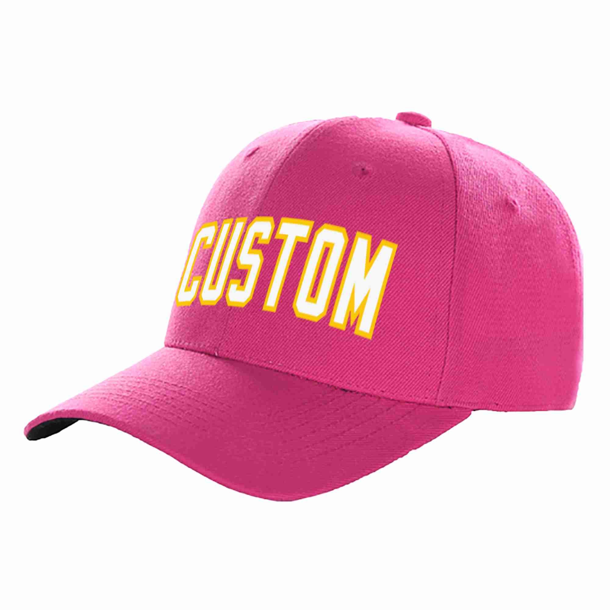 Custom Rose Red White-Gold Curved Eaves Sport Baseball Cap Design for Men/Women/Youth