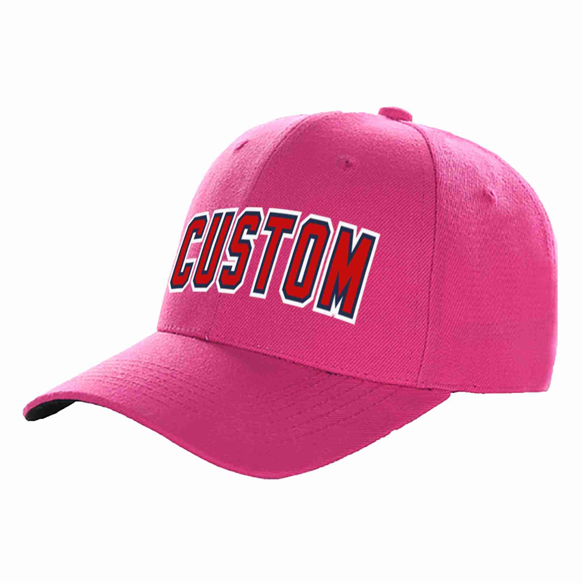 Custom Rose Red Red-Navy Curved Eaves Sport Baseball Cap Design for Men/Women/Youth