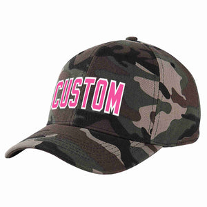 Custom Camo Pink-White Curved Eaves Sport Baseball Cap Design for Men/Women/Youth