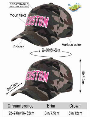 Custom Camo Pink-White Curved Eaves Sport Baseball Cap Design for Men/Women/Youth