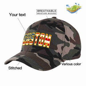 Custom Camo Vintage USA Flag-Gold Curved Eaves Sport Baseball Cap Design for Men/Women/Youth