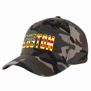 Custom Camo Vintage USA Flag-Gold Curved Eaves Sport Baseball Cap Design for Men/Women/Youth