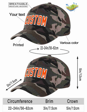 Casquette de baseball de sport incurvée orange-blanc camouflage personnalisée pour hommes/femmes/jeunes