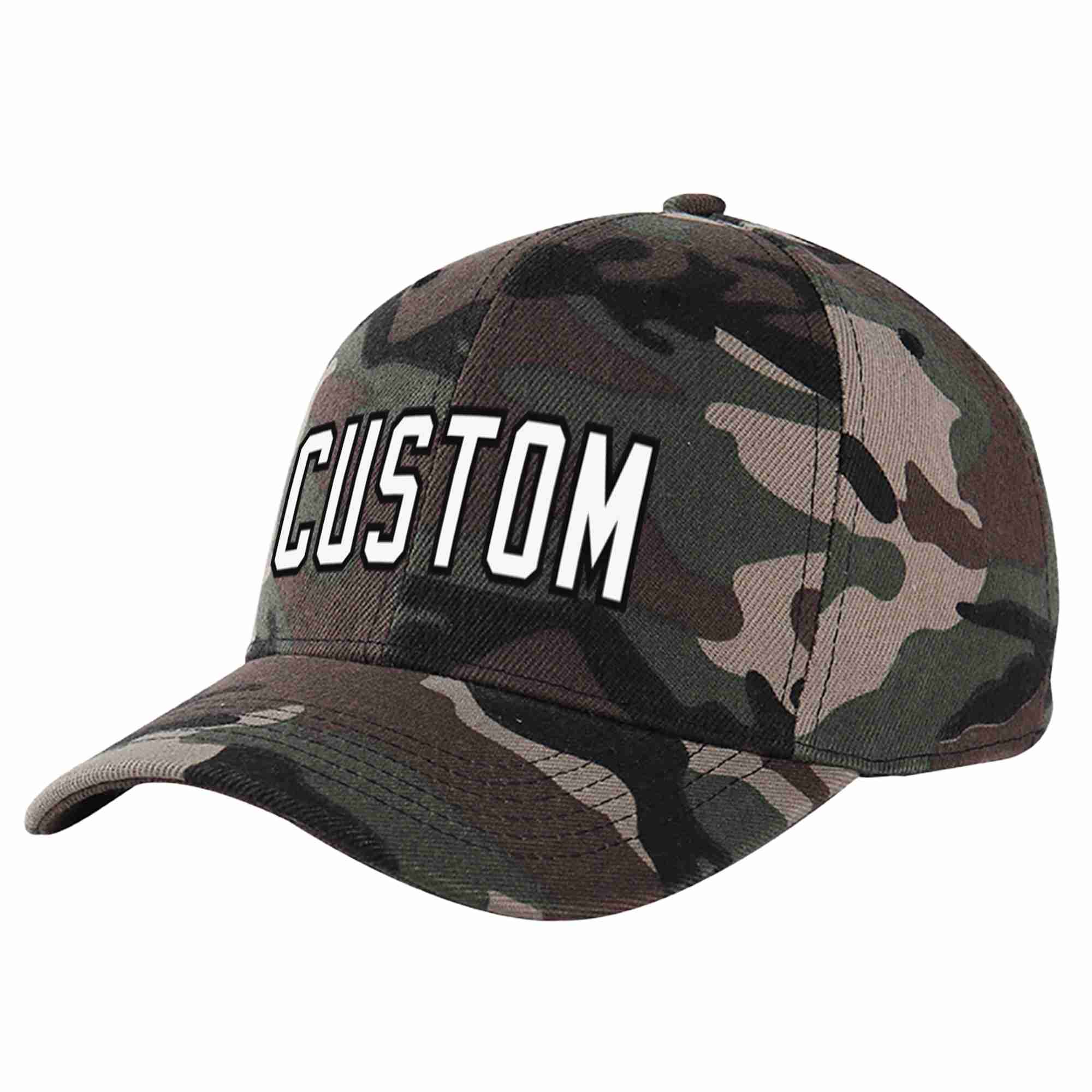 Custom Camo White-Black Curved Eaves Sport Baseball Cap Design for Men/Women/Youth