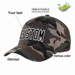 Custom Camo Black-White Curved Eaves Sport Baseball Cap Design for Men/Women/Youth