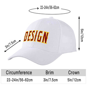 Casquette de baseball personnalisée blanche cramoisi-jaune courbée Eaves Sport Design