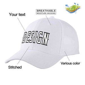 Custom White White-Black Curved Eaves Sport Design Baseball Cap