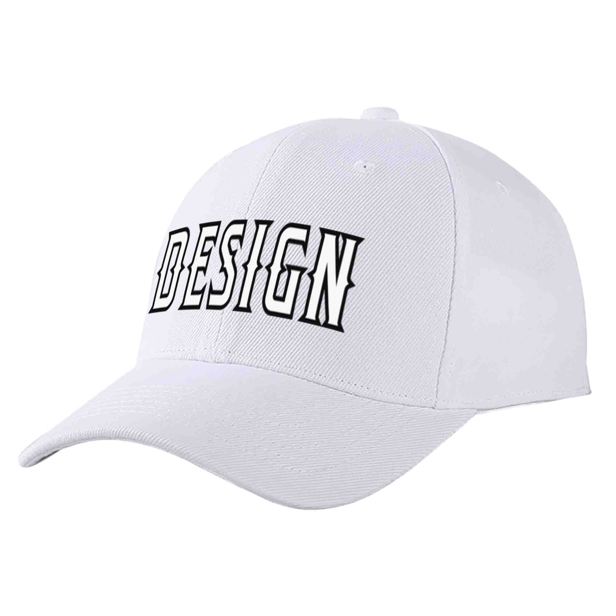 Custom White White-Black Curved Eaves Sport Design Baseball Cap