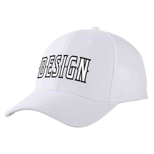 Custom White White-Black Curved Eaves Sport Design Baseball Cap