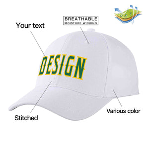 Casquette de baseball personnalisée blanche Kelly vert-jaune courbée Eaves Sport Design