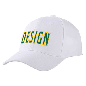 Casquette de baseball personnalisée blanche Kelly vert-jaune courbée Eaves Sport Design