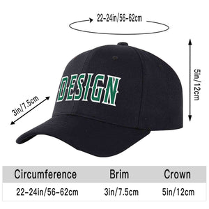 Custom Black Kelly Green-White Curved Eaves Sport Design Baseball Cap