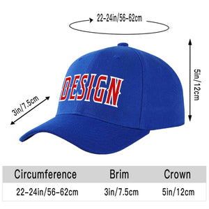 Casquette de baseball personnalisée Royal Red-White Curved Eaves Sport Design