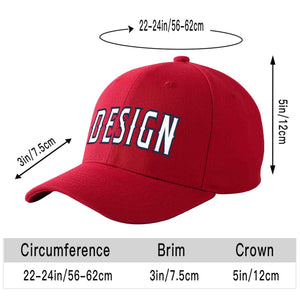 Custom Red White-Navy Curved Eaves Sport Design Baseball Cap