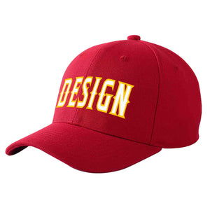 Casquette de baseball courbée personnalisée rouge blanc-or avec avant-toit et design sportif