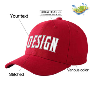 Custom Red White-Gray Curved Eaves Sport Design Baseball Cap