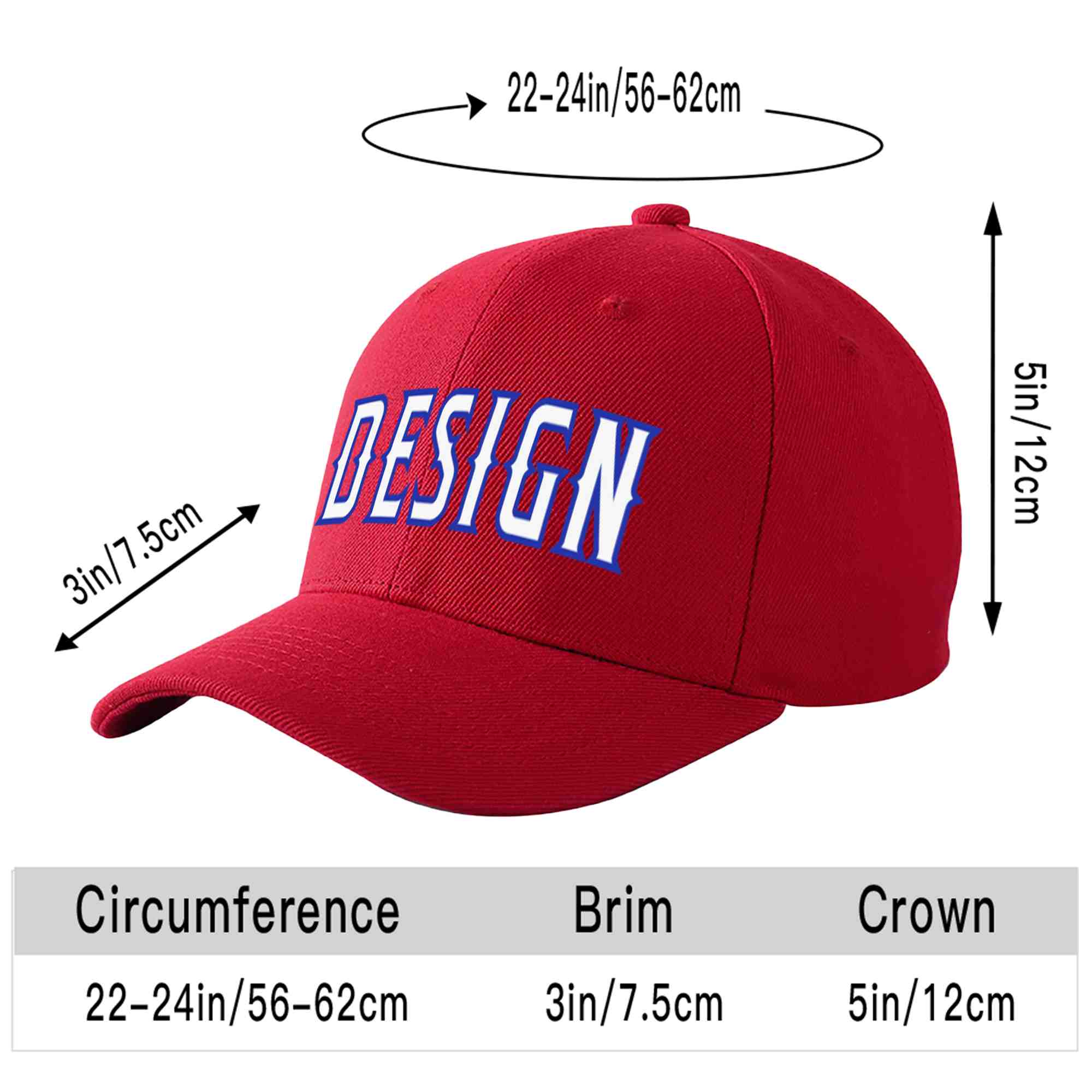 Casquette de baseball personnalisée rouge blanc-royal incurvée Eaves Sport Design