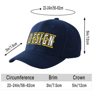 Custom Navy White-Navy Curved Eaves Sport Design Baseball Cap