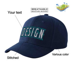 Custom Navy Gray-Navy Curved Eaves Sport Design Baseball Cap